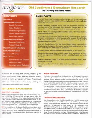 Genealogy at a Glance: Old Southwest Genealogy Research