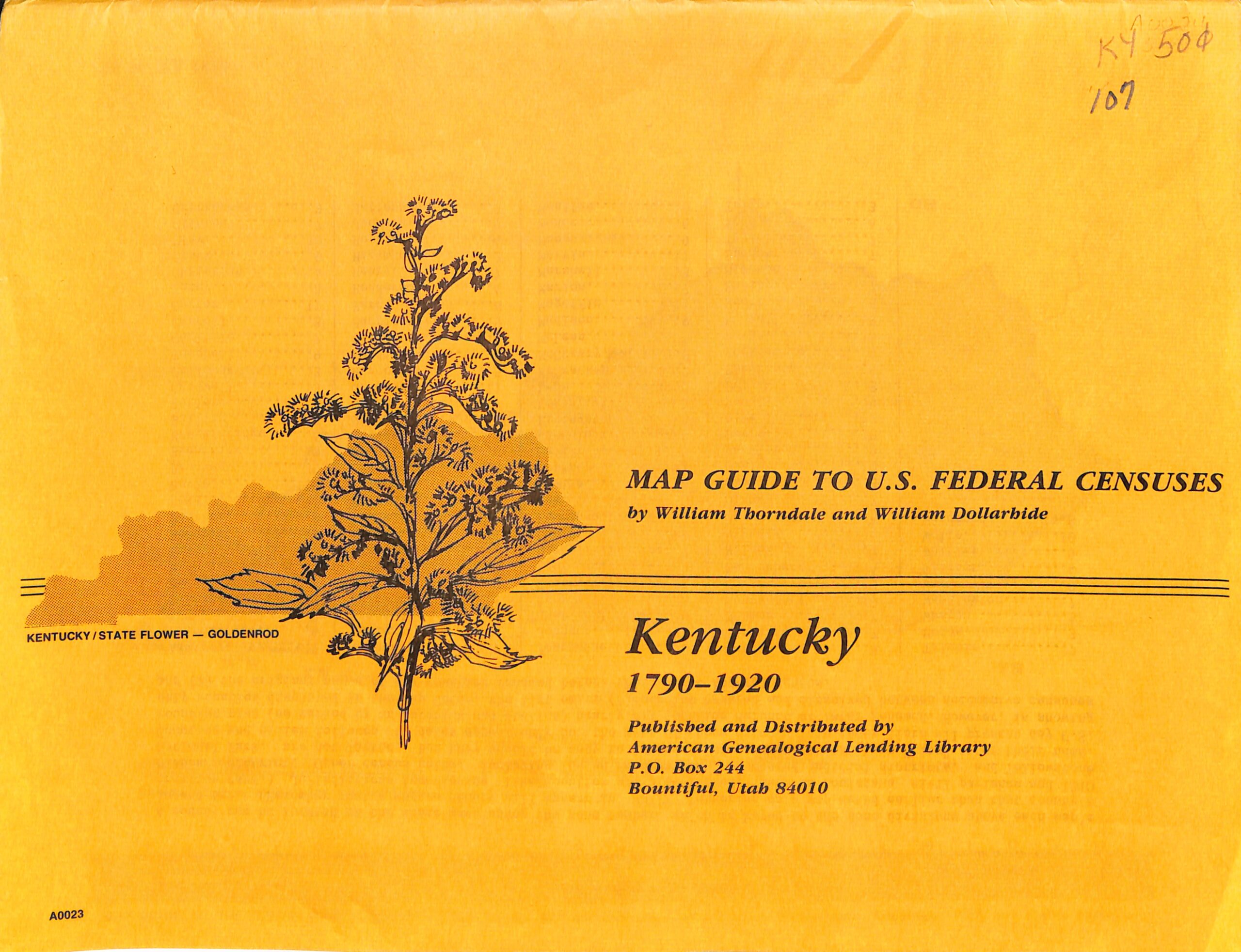 Map Guide to US Federal Censuses Kentucky 1790-1920 by William Thorndale & William Dollarhide