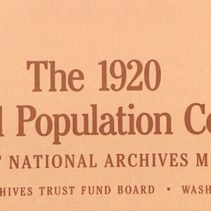 The 1920 Federal Population Census Catalogue of National Archives Microfilm by National Archives